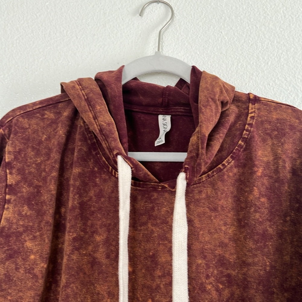 Washed Rust Pullover Hoodie with Drawstring - Picture 3 of 4
